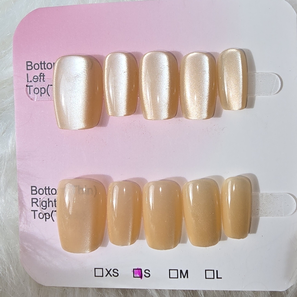 Handmade Shimmering Nude Press-On Nails